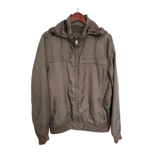 Guess Gray Windbreaker with Hood and Ribbed Cuffs size Xl - Picture 1 of 7